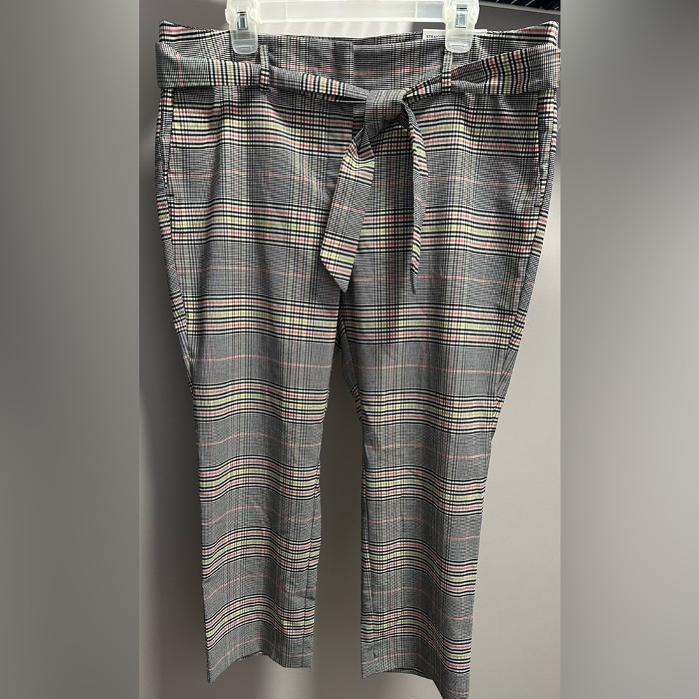 LOFT Gray Plaid Straight Leg Pants
